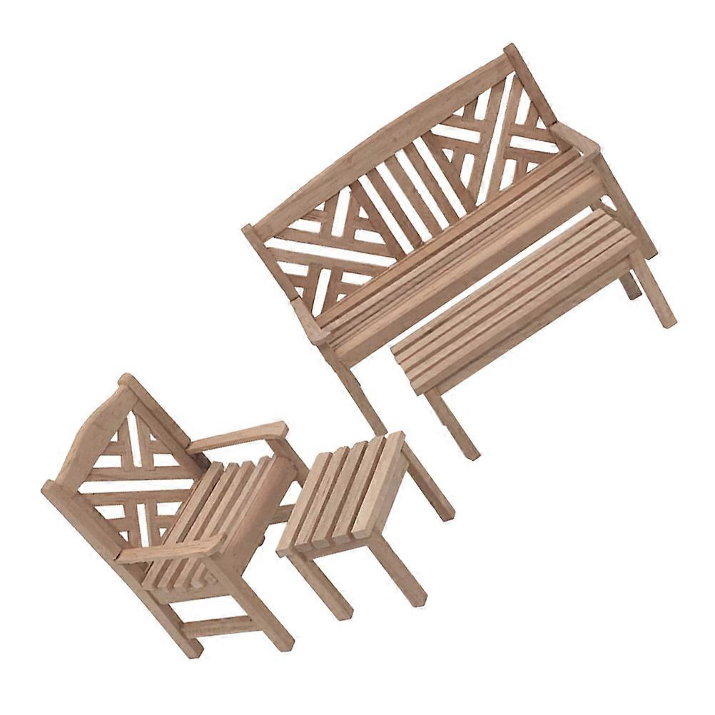 Miniature Table Chairs Set Wooden Furniture for Hand-Eye Coordination Training 1Set