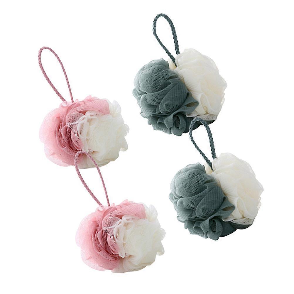 Mesh Pouf for Shower Use Bath Ball 12Pcs Double Color Exfoliating Sponge