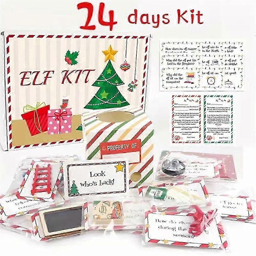 Elf Kit 24 Days Of Christmas Elf Activities Props 2024 Xmas Countdown Blind Box Gift for Kids