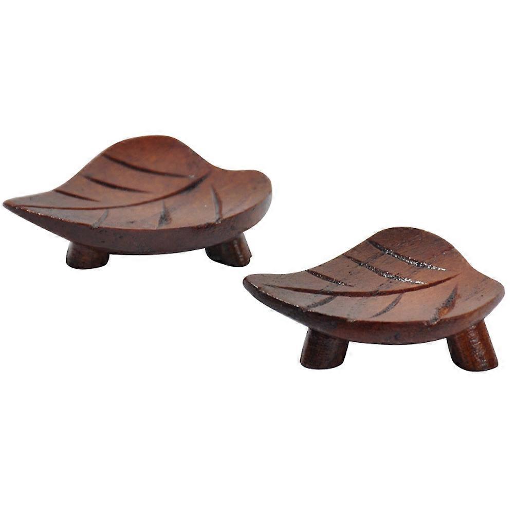 Handmade Chopstick Rest Premium Design Kitchen Utensils Brown Wood Chopstick Holder Rest 1.7x1.3x0.3in 2Set