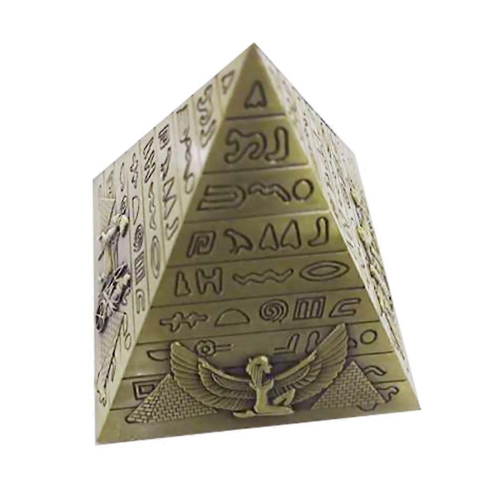 Ancient Egyptian Style Pyramid Shape Ornament Desktop Adornment Bronze 10x10x10cm Travel Souvenir 1Pack