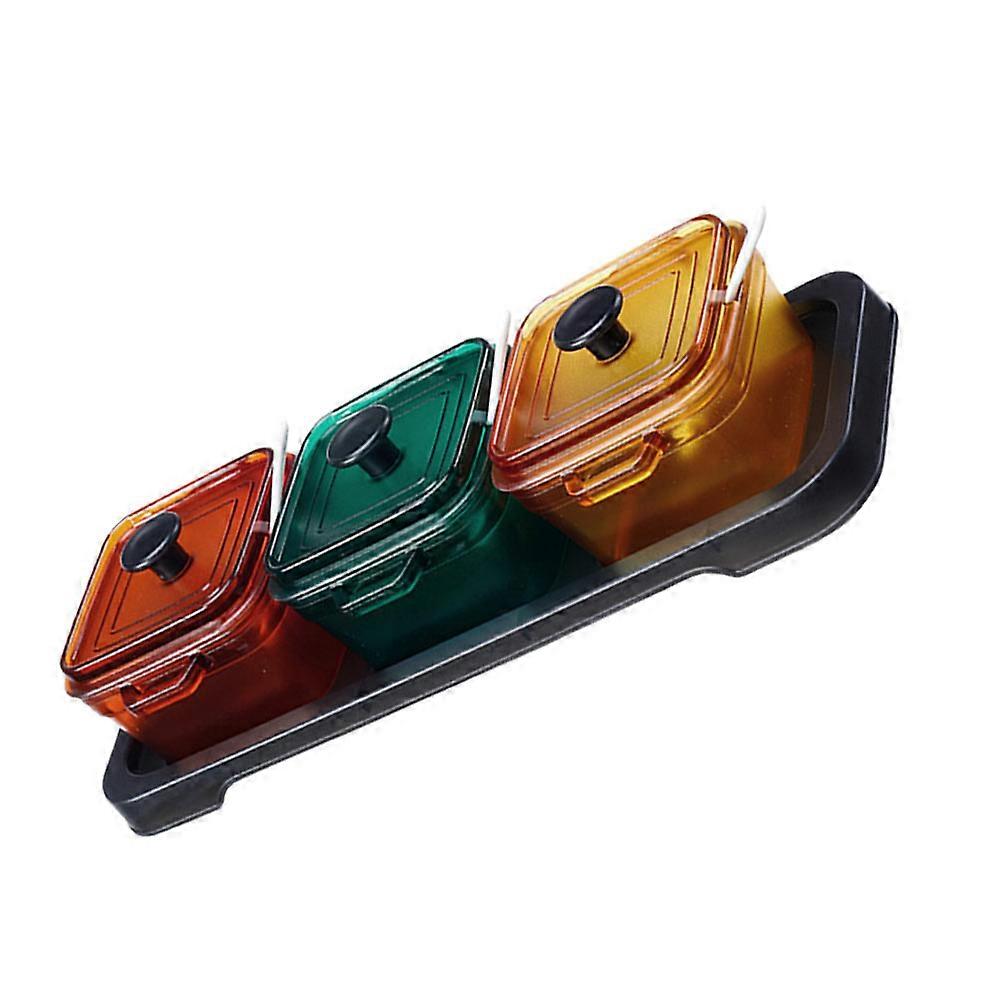 Creative Seasoning Boxes Kitchen Storage Jar With Spoon Lid For Home Kitchen Use 1Set