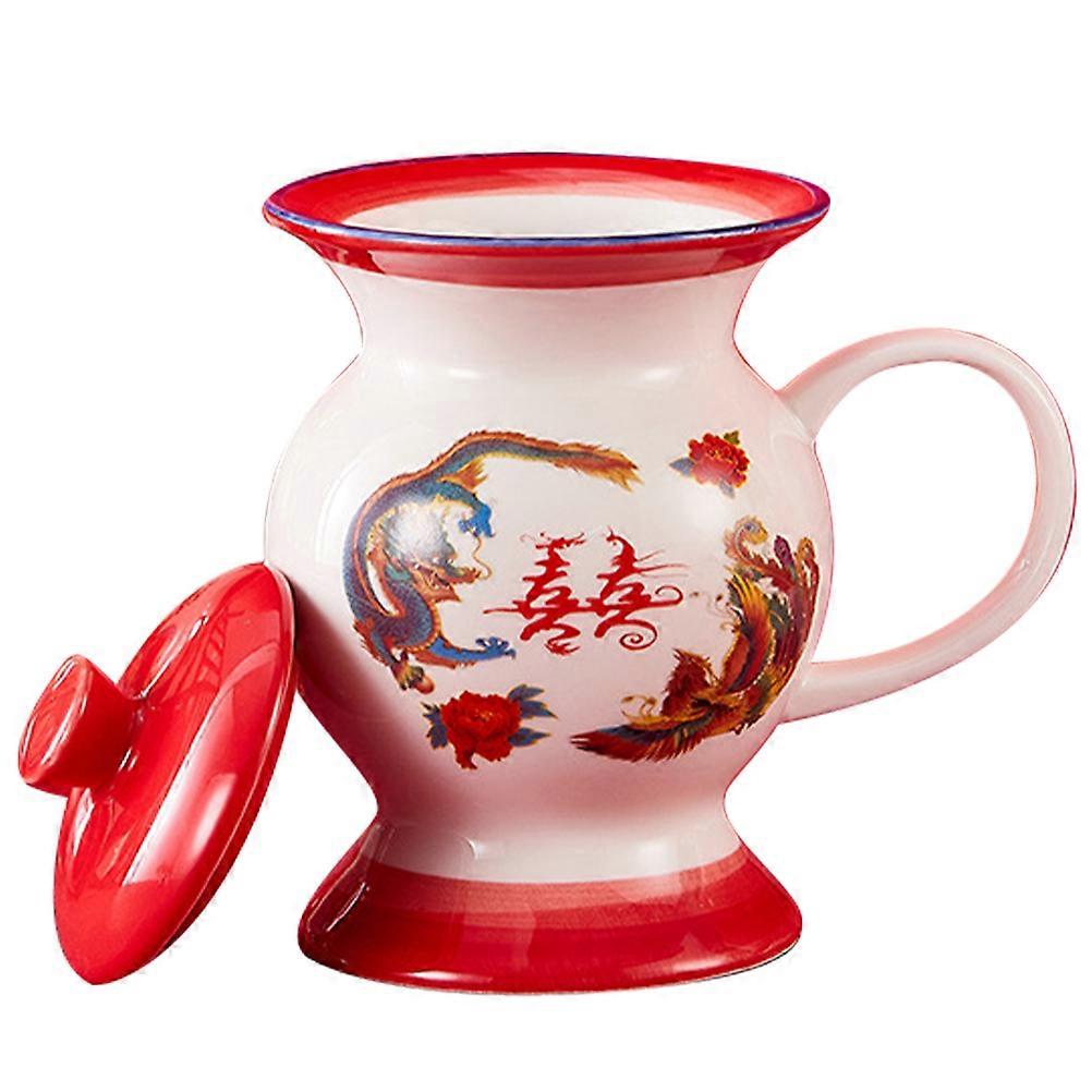 Certified Ceramic Water Cup With Handle Design For Safe Use At Home Or Office 4Pcs Drinking Cups