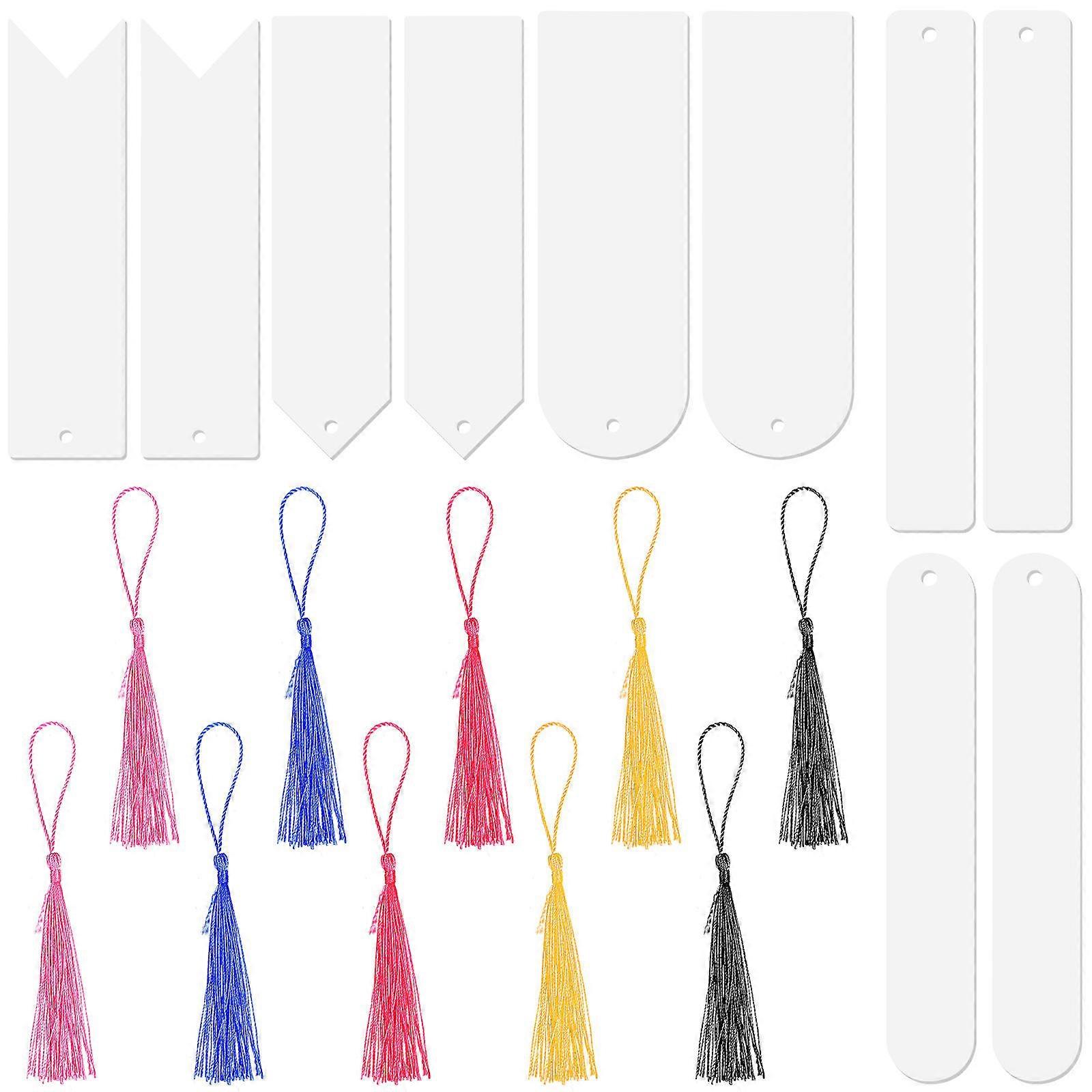 Acrylic Bookmark DIY Blank Bookmarks with Tassels for Reading Use 3Sets