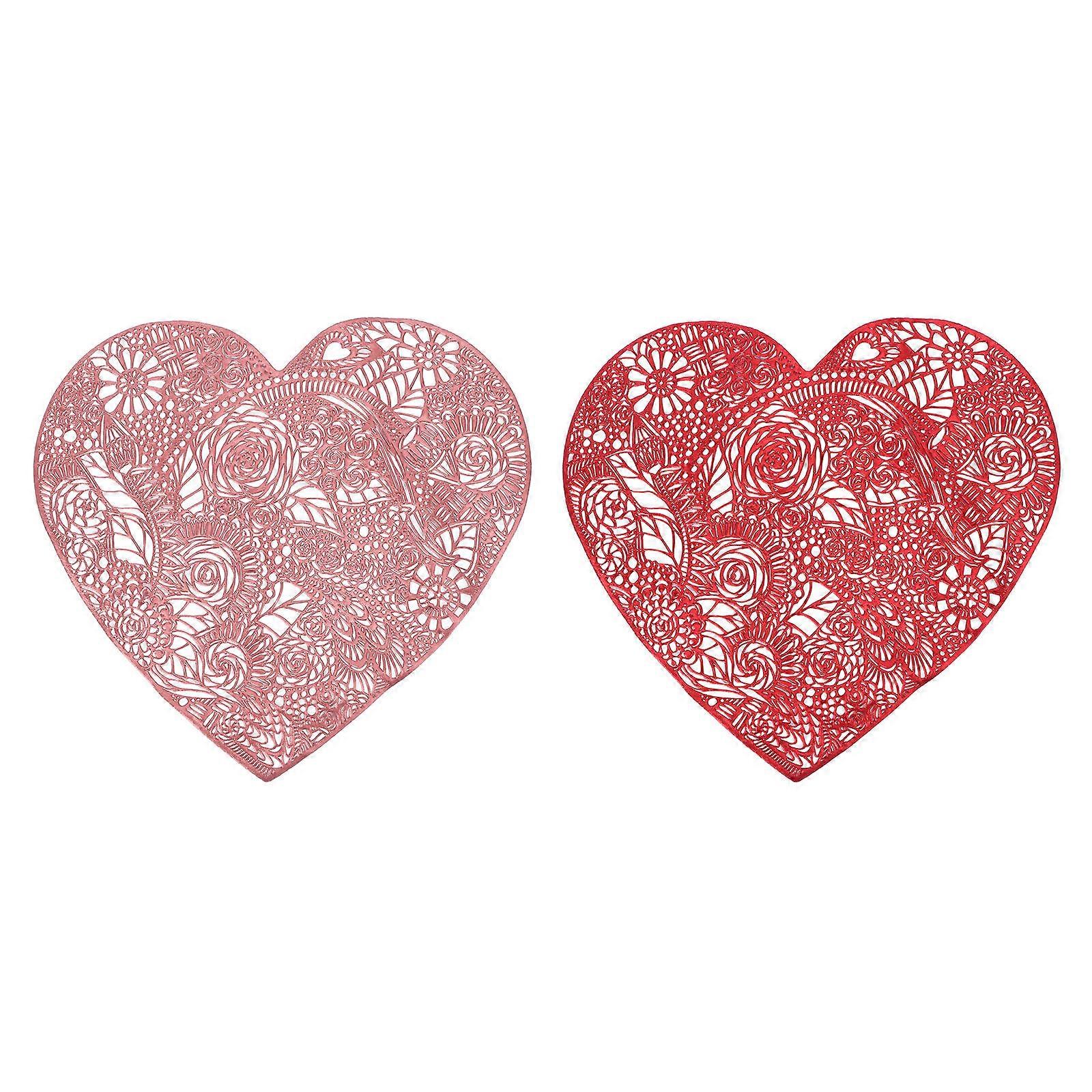 Decorative Rose Placemat Heart Shaped for Romantic Table 6Pcs