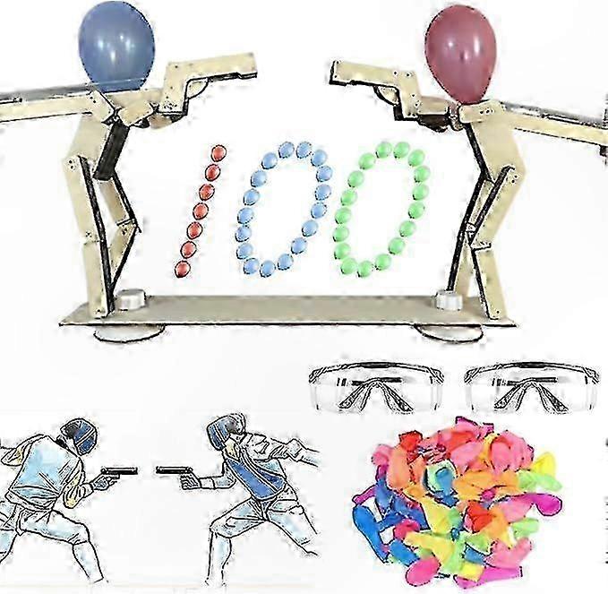 Wooden Balloon Battle Game - Handcrafted 2-Player Strategy Board Game with Bamboo Puppets for Party Fun (2025 Edition)