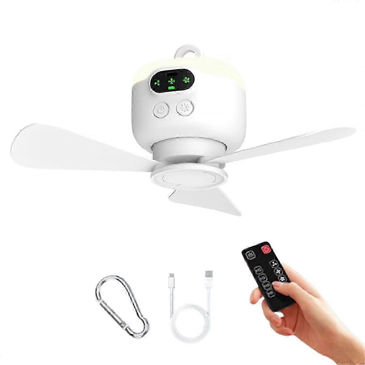 Household Ceiling Fan with Remote Control Wireless Small Ceiling Fan Portable LED Night Light Campi