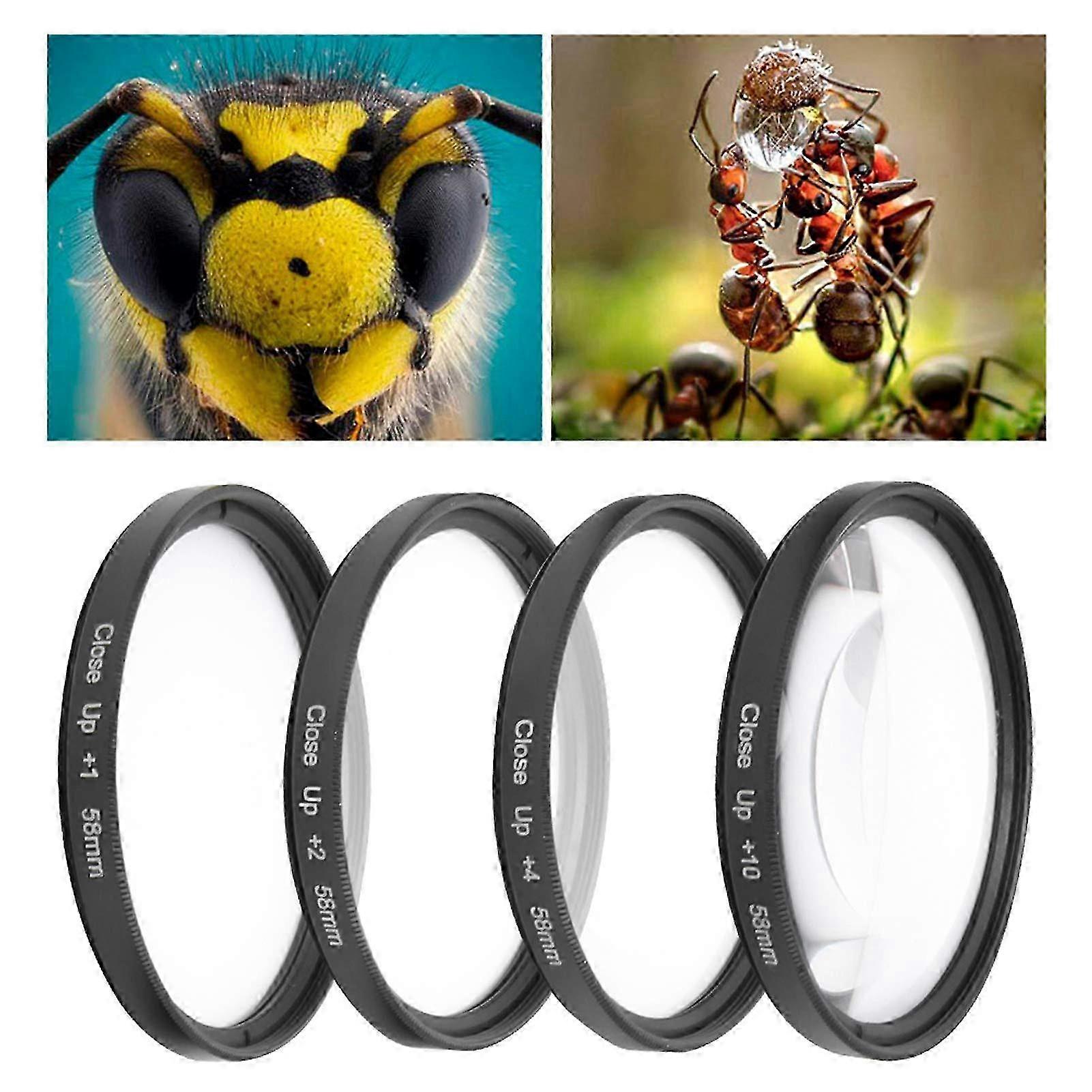 2025 Close Up Lens Filter Kit 43mm, 58mm, Optical Glass, Macro, Close Up 1x, 2x, 4x, 10x