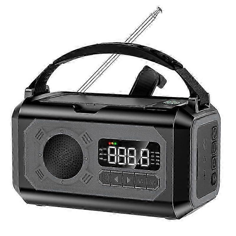 12000mAh Solar Hand Crank Portable Emergency Radio AM/FM NOAA Weather Radio Flashlight Reading Lamp Power Bank Black