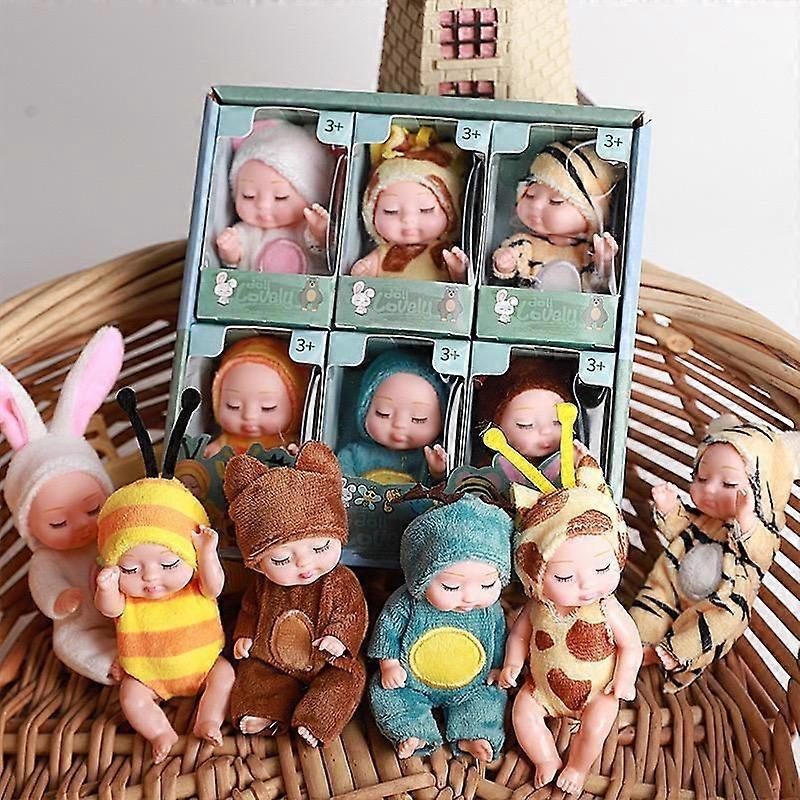 6pcs 4 Inch Dolls Mini Reborn Baby Dolls With Animal Clothes Realistic Baby Doll Set For Girls Boys Toddlers And Kids 3+