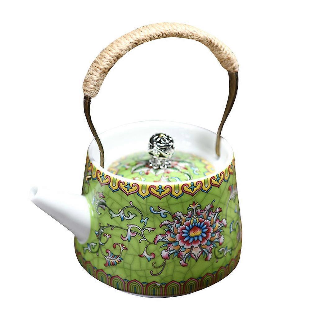 Green Ceramic Handheld Teapot Practical Tea Kettle Ceramic