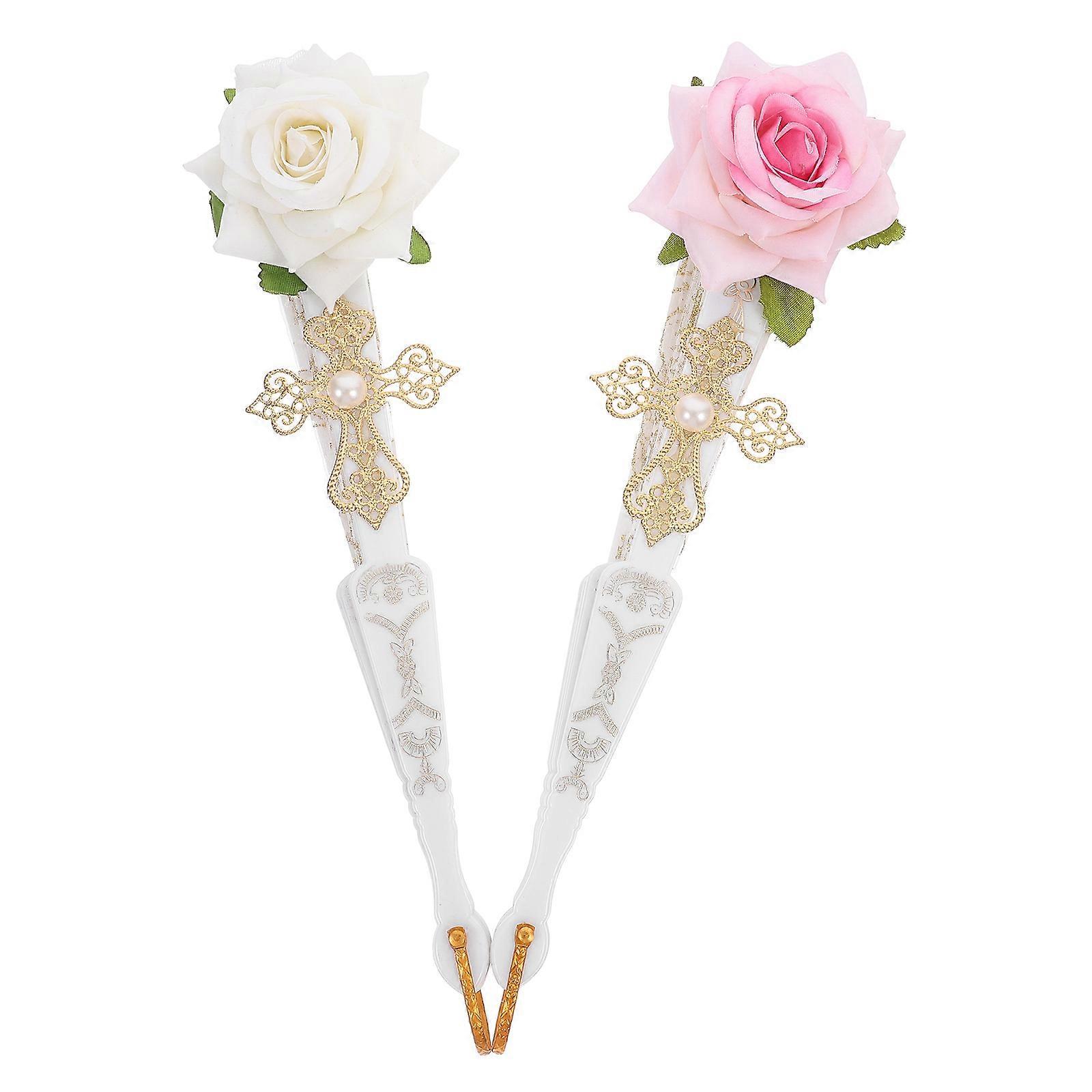 Antique Style Handheld Fan Ideal For Parties And Photography With Elaborate Lace Design 6 Pcs