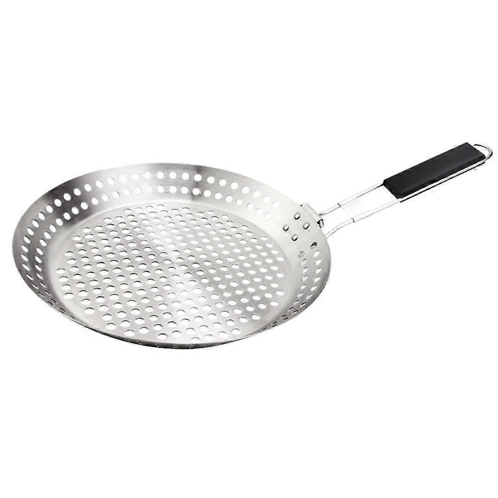 Pizza Pan Multi Holes Foldable Handle Frying Pan for Kitchen Camping Chapati