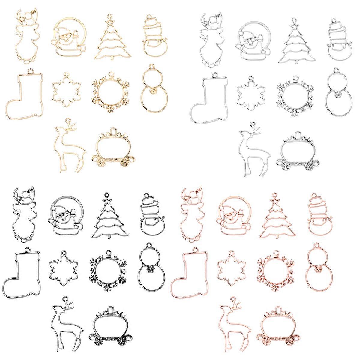 120Pcs Hollow Mold Charms Christmas Frames for DIY Resin Craft Assorted