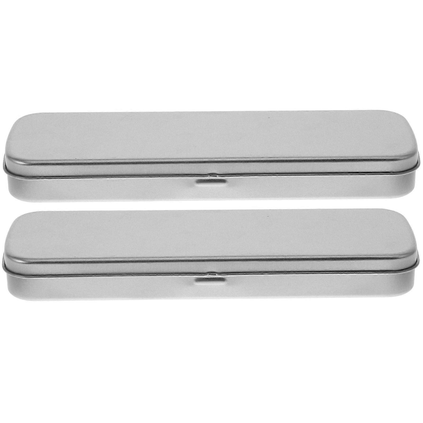 Metal Pencil Boxes For Kids 10 Pcs Functional Storage Solution Silver Color Rectangular Design For School Supplies