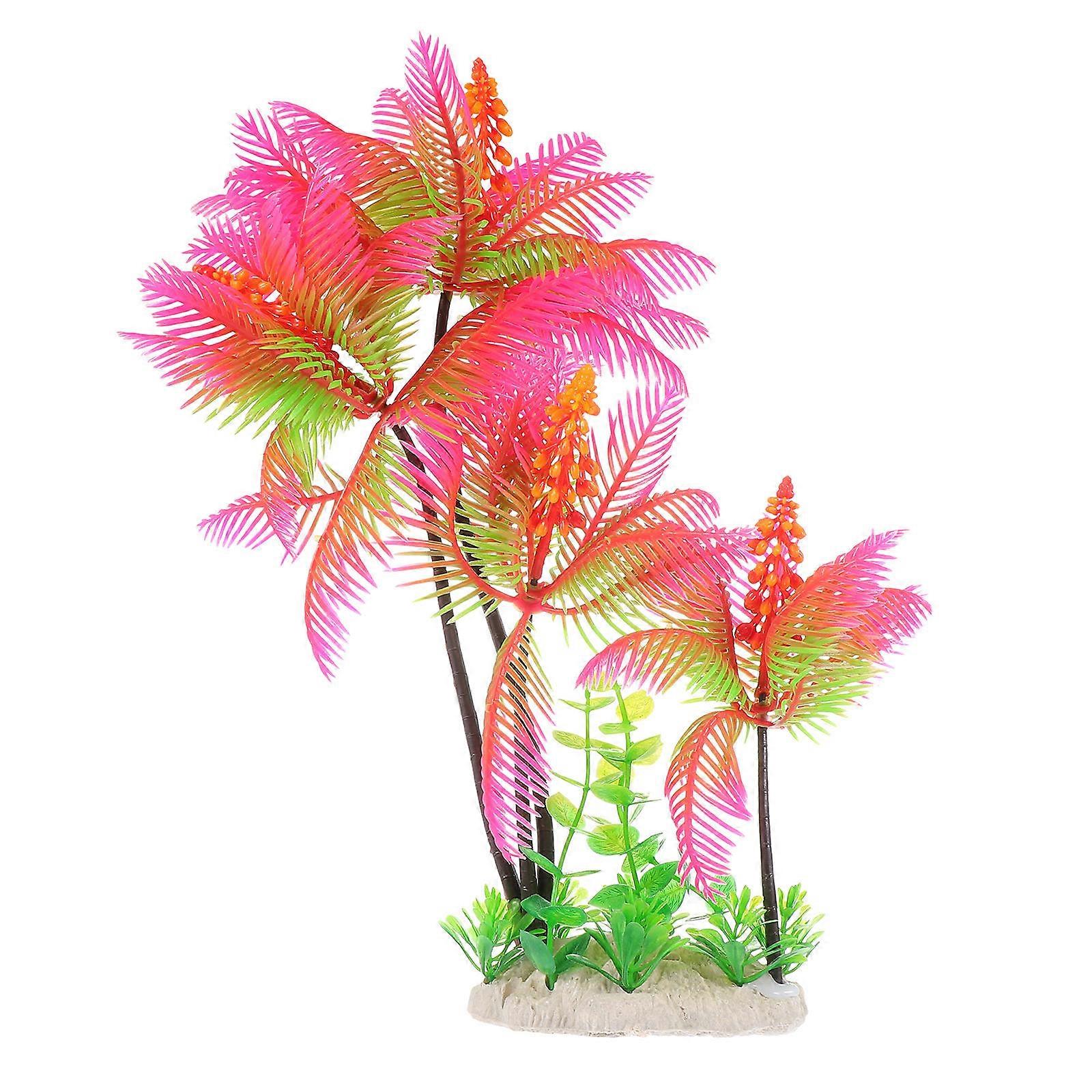 Artificial Coconut Tree Decor 1Pc Perfect For Fishkeeping Providing Shelter For Minnows In Vibrant Pink Resin Design