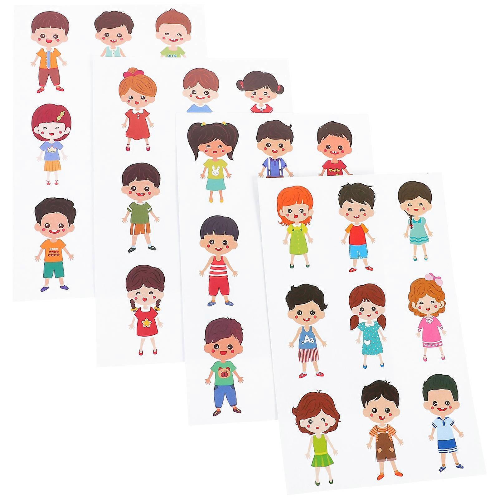 Wall Sticker Decals Cartoon Character Shape for Bulletin Board Enhancement Paper Multi Color Reusable 36Pcs