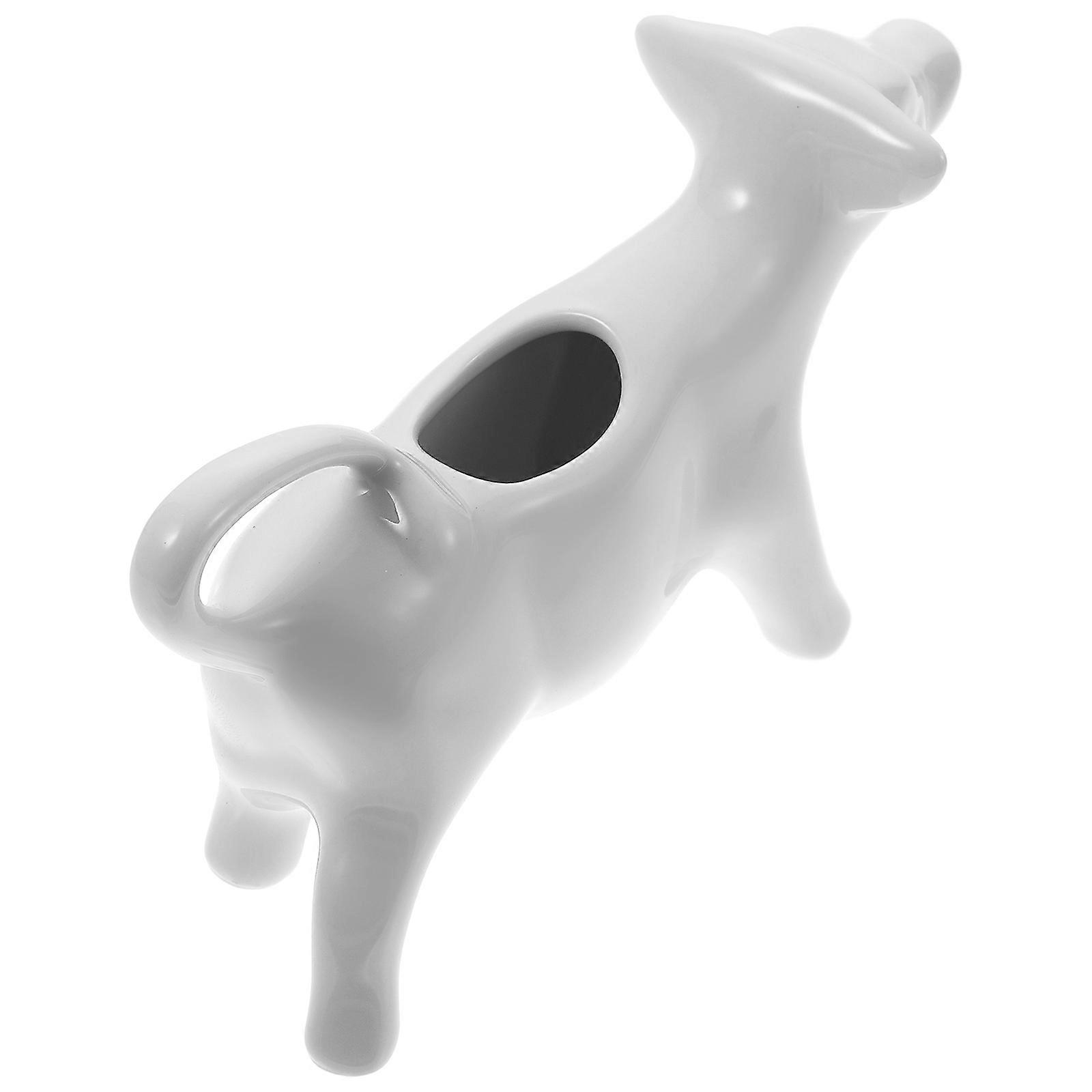 Ceramic Milk Kettle for Sauce Serving 2Pcs White Animal Shape Cups