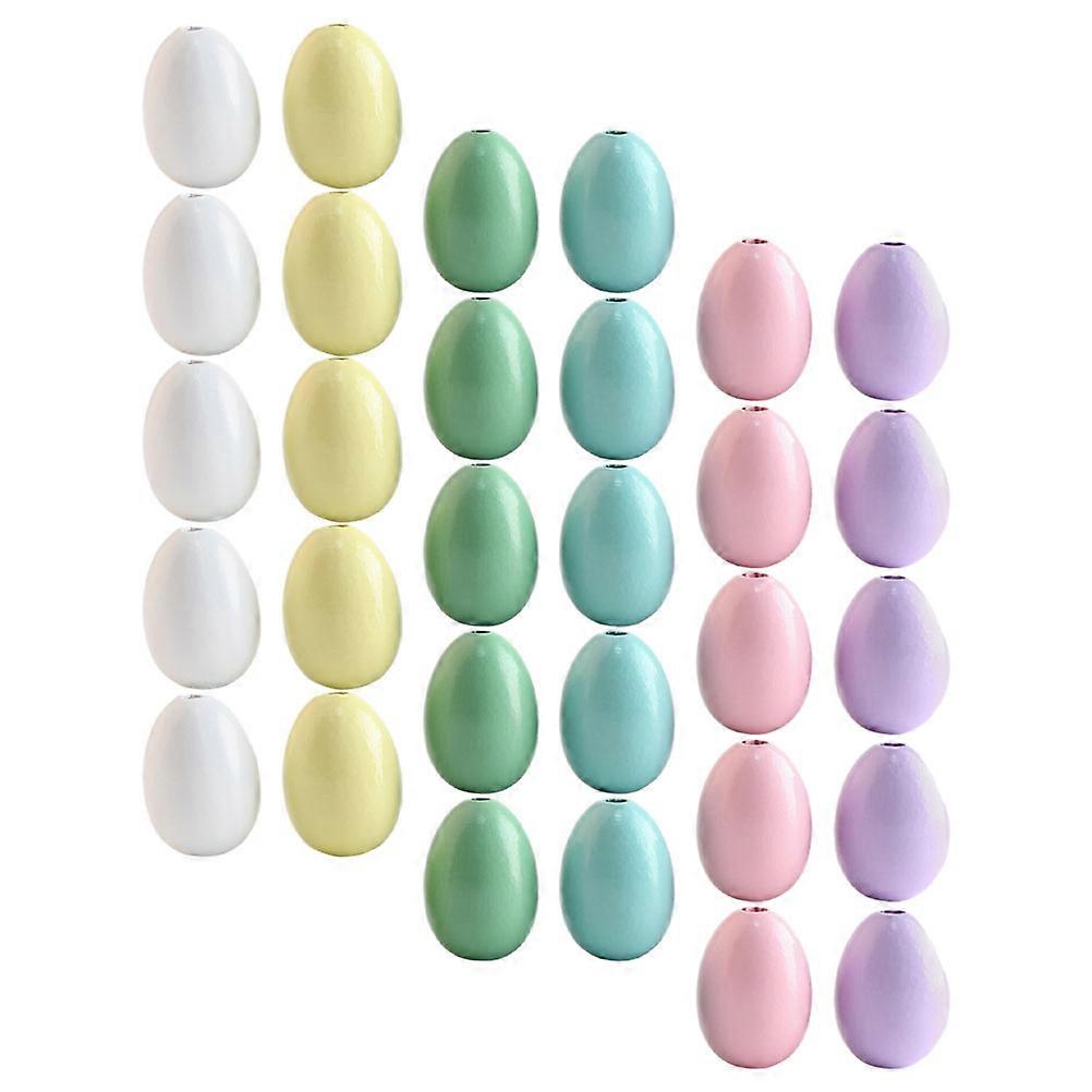 Colored Wood Beads 60Pcs For Craft Supplies Ideal For Easter Home Decorations And DIY Enthusiasts