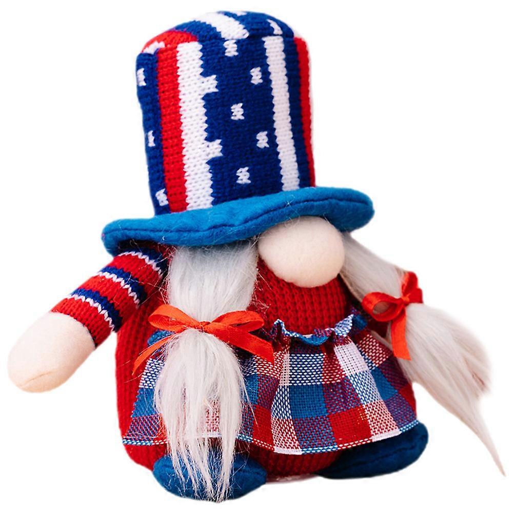 4Pcs Lighted Knitted Gnome Decor for Patriotic Independence Day Display