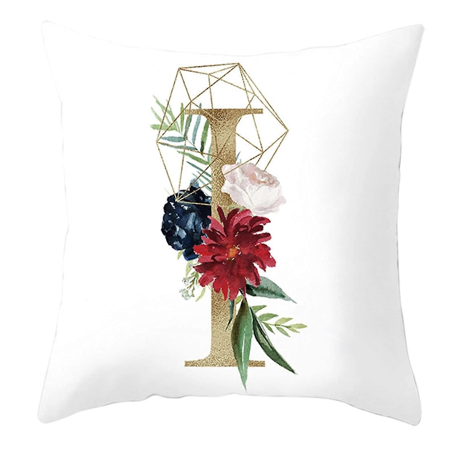 Decorative Pillow Cases 1Pack Outdoor 20x20 Polyester Pillow Cases 50x50 White Gold Red Letter I Rose Leaf Style 9