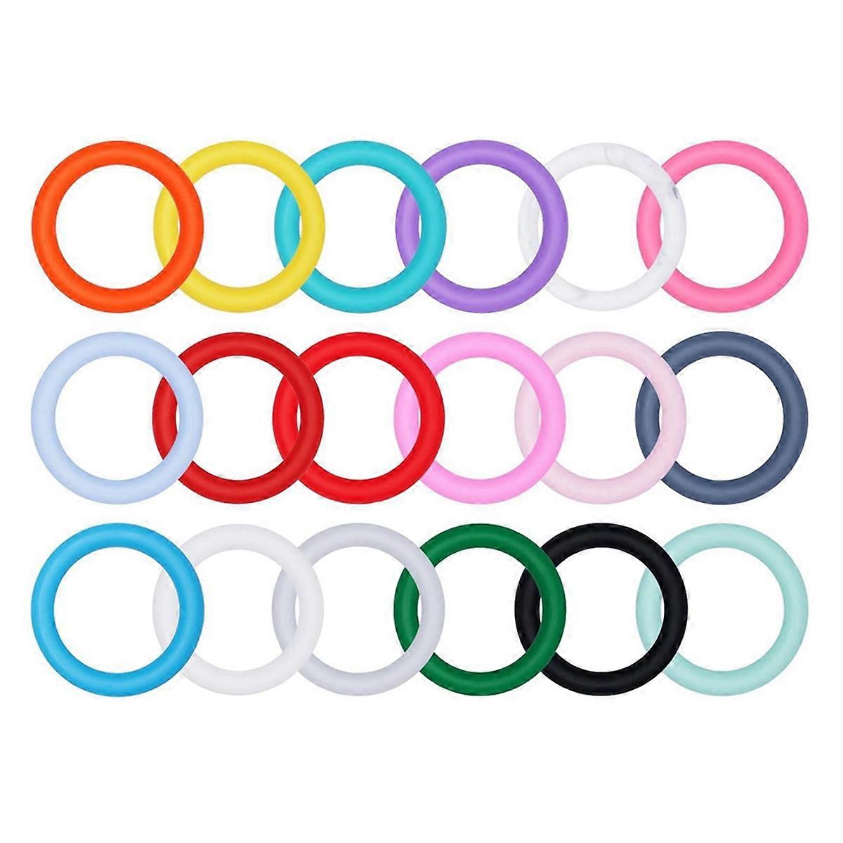 18Pcs Silicone Beadable O Rings with 2 Hole, Frames Silicone Pendant