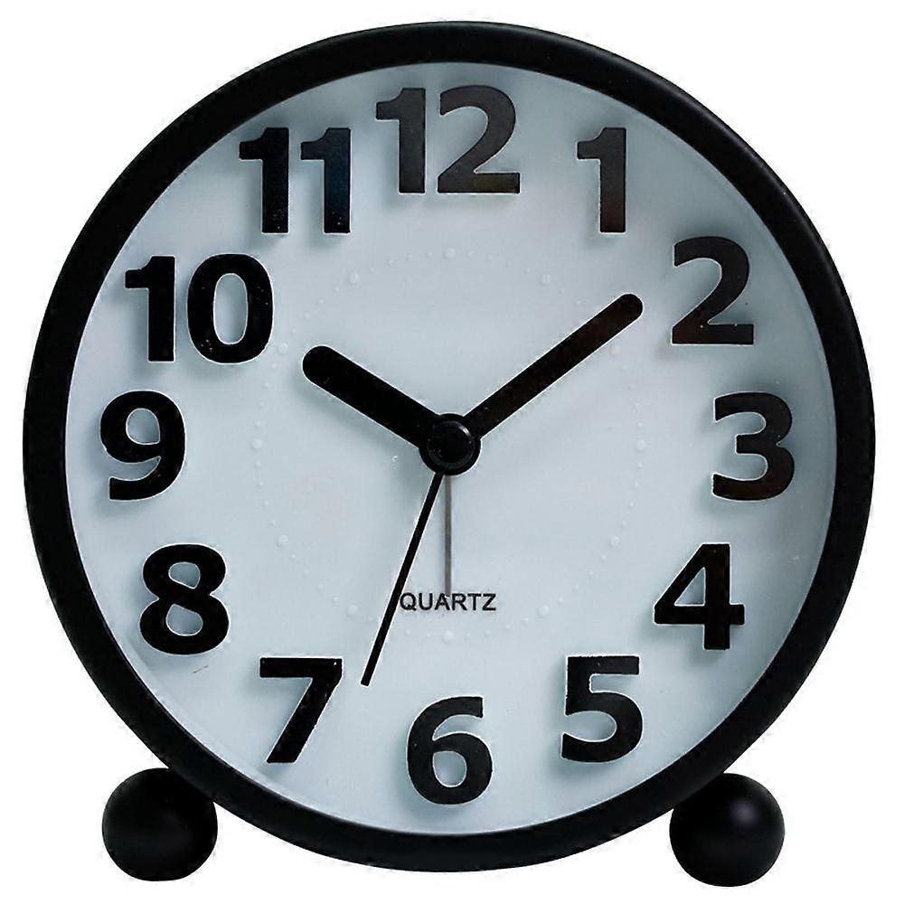 Silent Analog Alarm Clock, Black Metal Large 3D Digits, Snooze Function, Non-Ticking Table Clock Bedside Alarm Clock 10.5cm