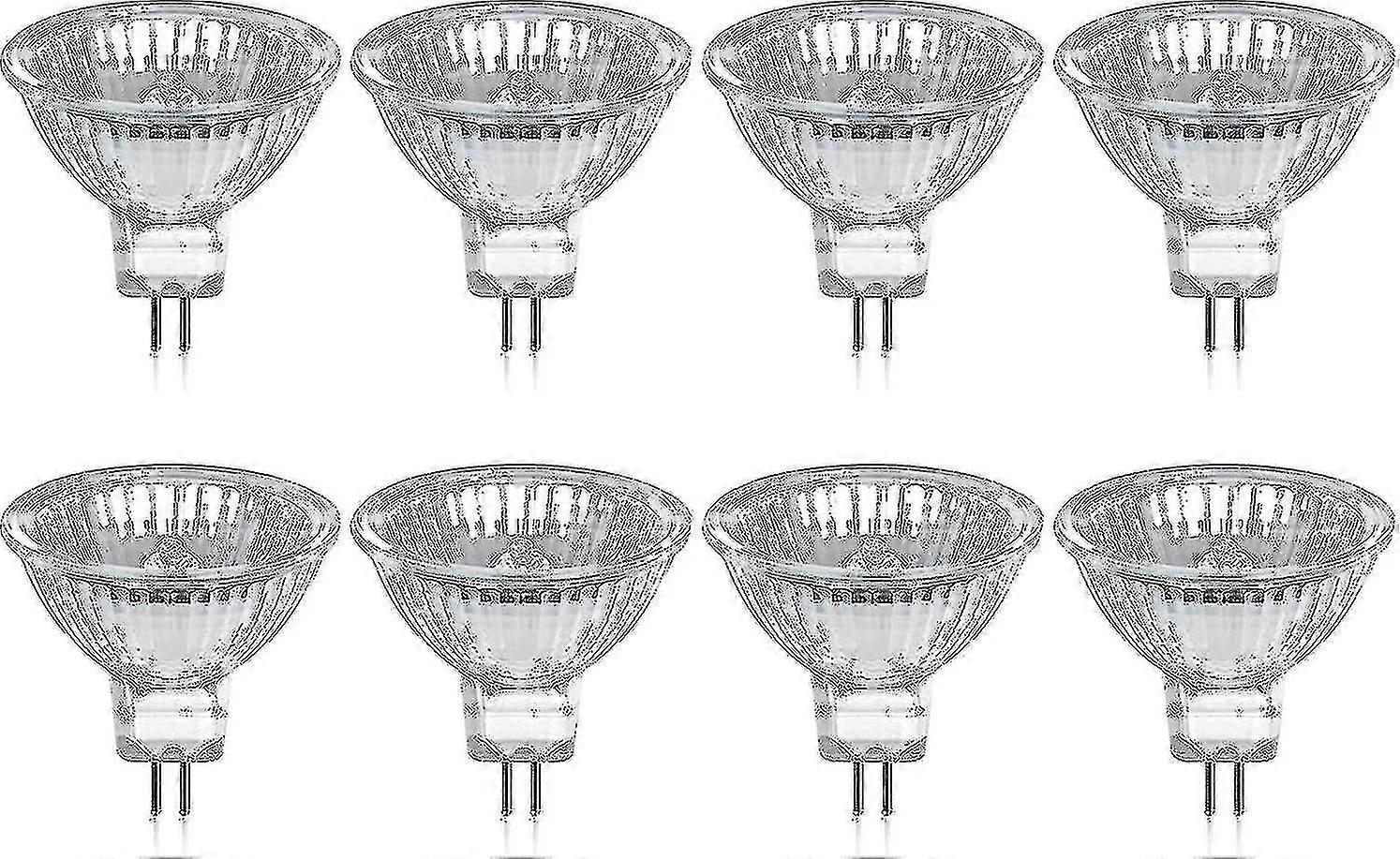 Lot de 8 ampoules halogènes GU5.3 MR16 35 W 12 V à intensité variable - Blanc chaud 2 800 K, 400 lumens, cache en verre