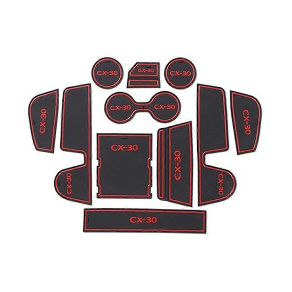 Comprehensive Interior Protection Mats for Mazda CX30 201920 Door Panel Liners Cup Slot Pads Anti Slip Wear Resistant Red