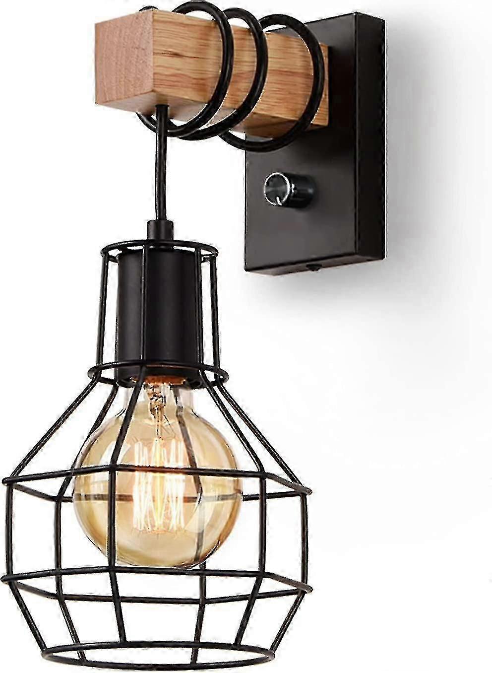 Industrial Indoor Wall Light, Vintage Dimmable Cage Shade With Switch Wall Light