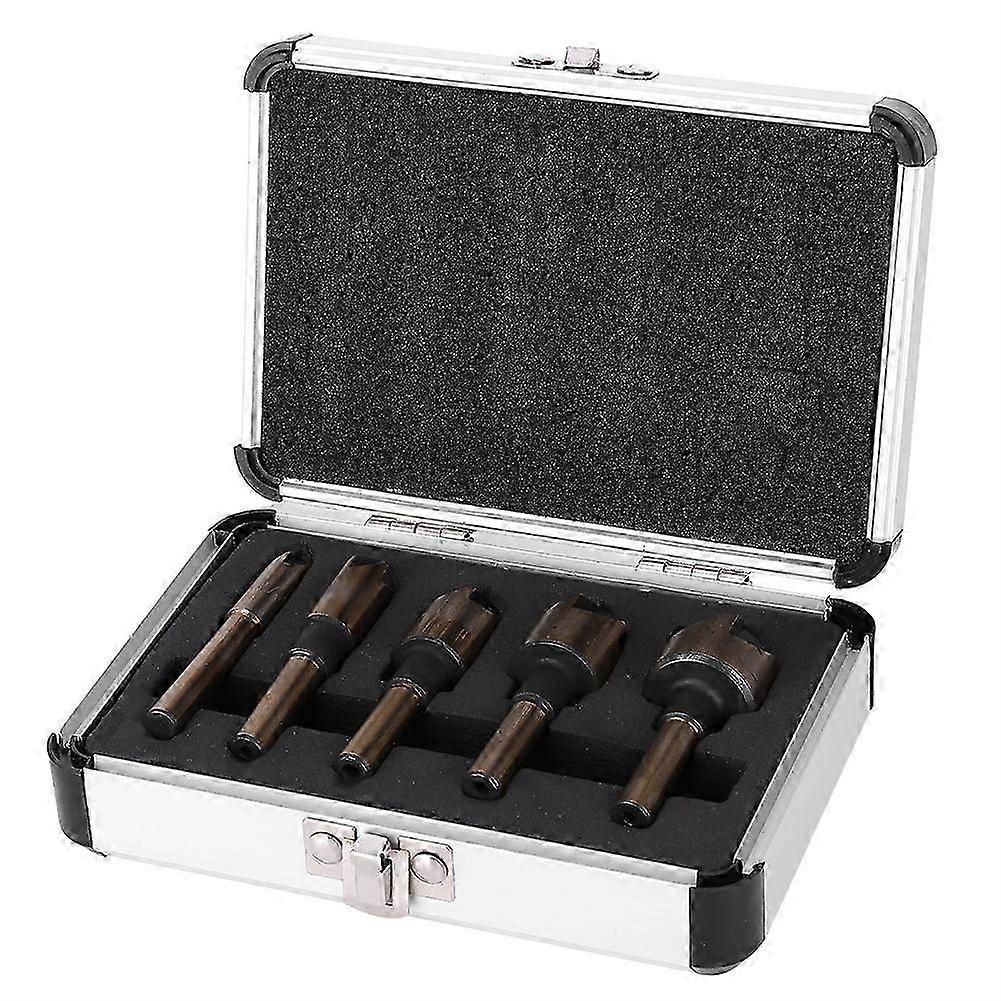 25-26 5PCs Bit Five Blade 82° Woodworking Tool Hand Operated Tools for Carpentry(82 °5 PCs Roasted Yellow Chamfer (Aluminum Box) )