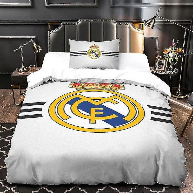 Real Madrid Ultra Soft Duvet Cover Set D Roupa de cama famoso time de futebol impresso Microfiber Retalhos de capa de colcha com fechamento com zíper 135 * 200 CM Yalo