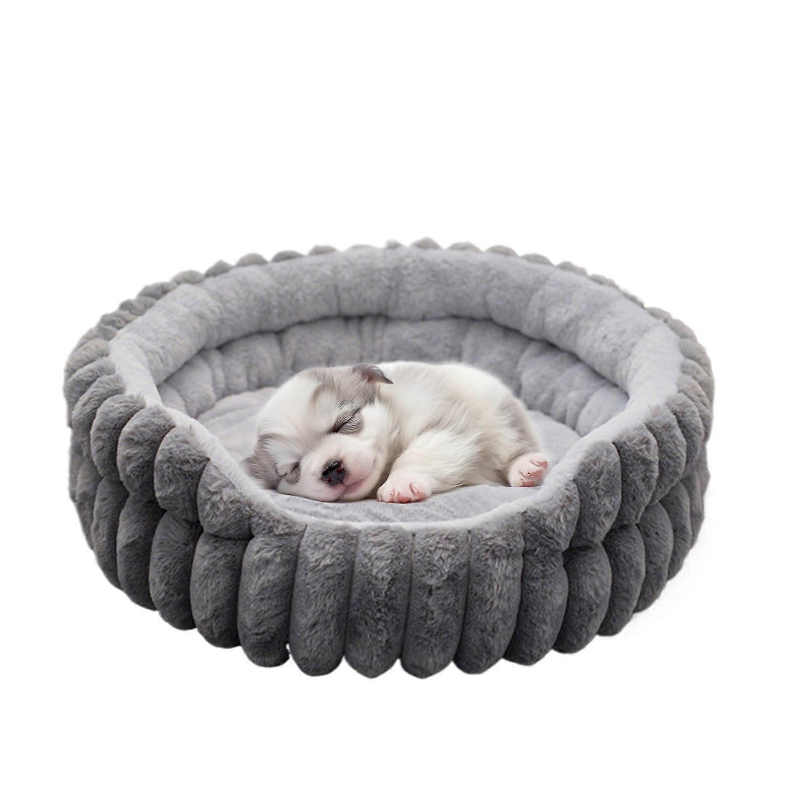 Small Dog Bed Round Cat Bed Plush Furniture Mat Gray For House Cats And Kittens Home Living Room Bedroom