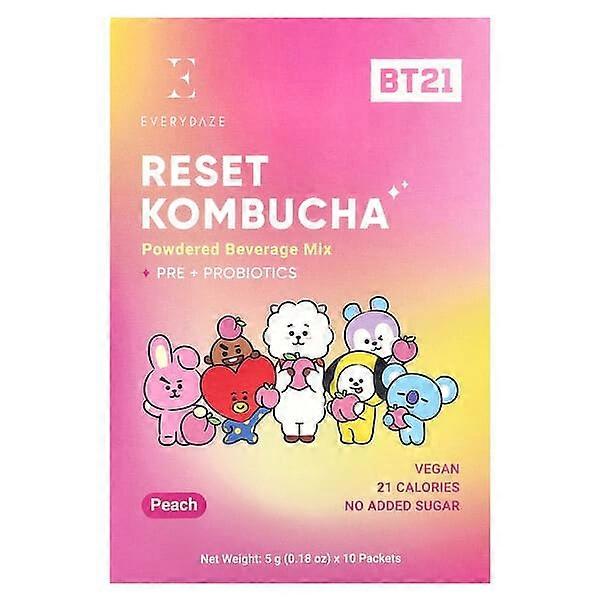 Everydaze, Reset Kombucha, Powdered Beverage Mix, Peach, 10 Packets, 0.18 oz (5 g) Each