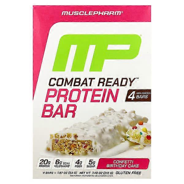 MusclePharm, Combat ReadyÃÂÃÂ¢ÃÂÃÂÃÂÃÂ¢ Protein Bar, Confetti Birthday Cake, 4 Bars, 1.87 oz (53 g) Each
