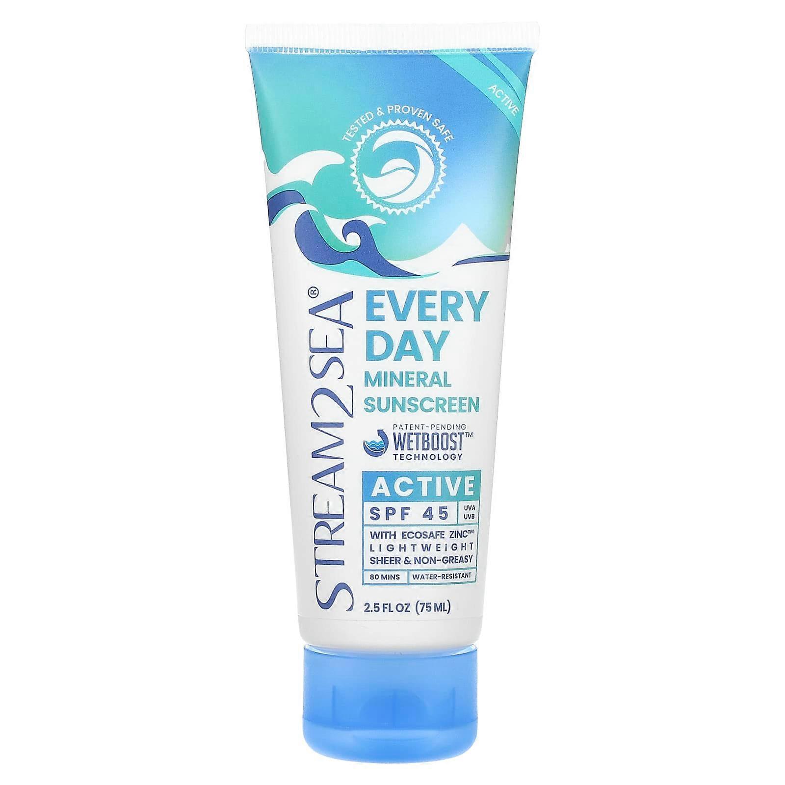 Every Day Mineral Sunscreen, Active, SPF 45, 2.5 fl oz (75 ml)