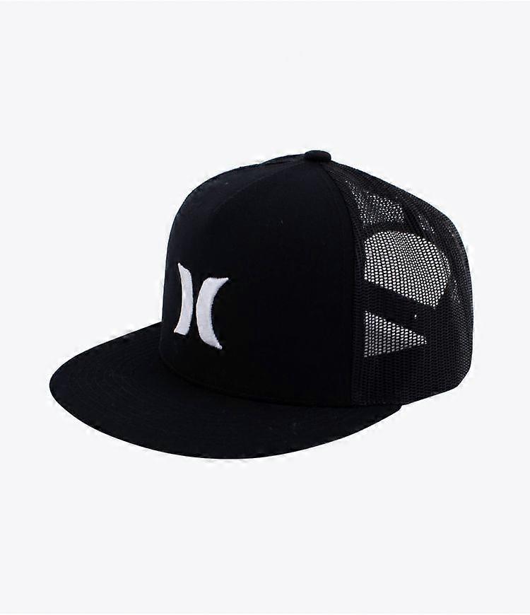 Hurley Icon Trucker Solid Flat Snapback Peak Black Cap