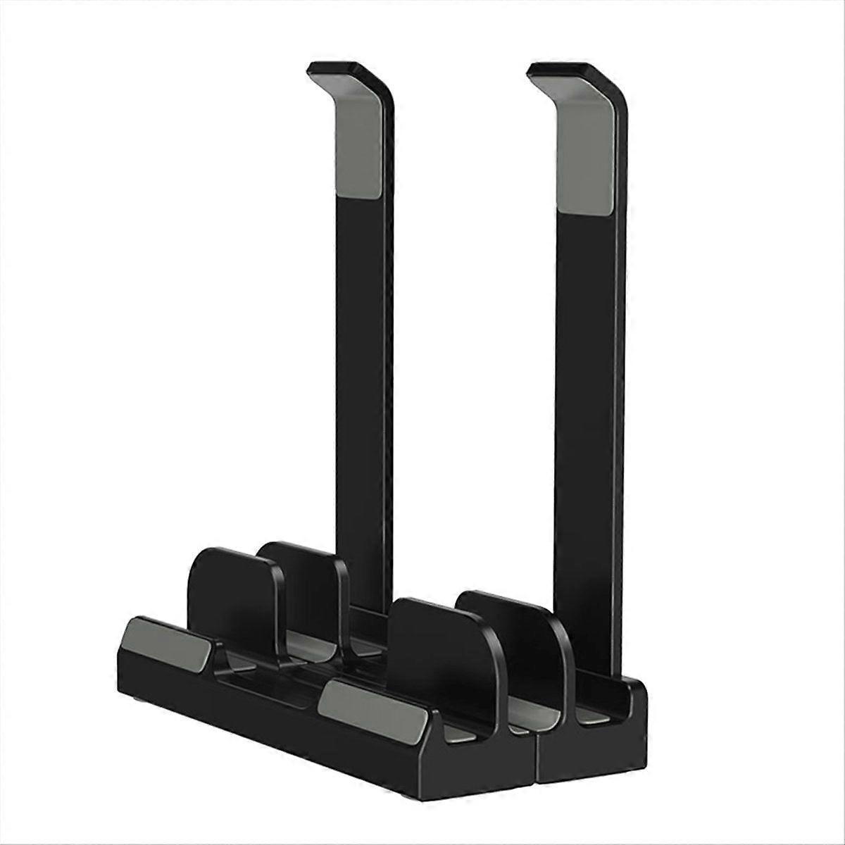 Adjustable Vertical Laptop Stand, 3-Slot Padded Stand Black