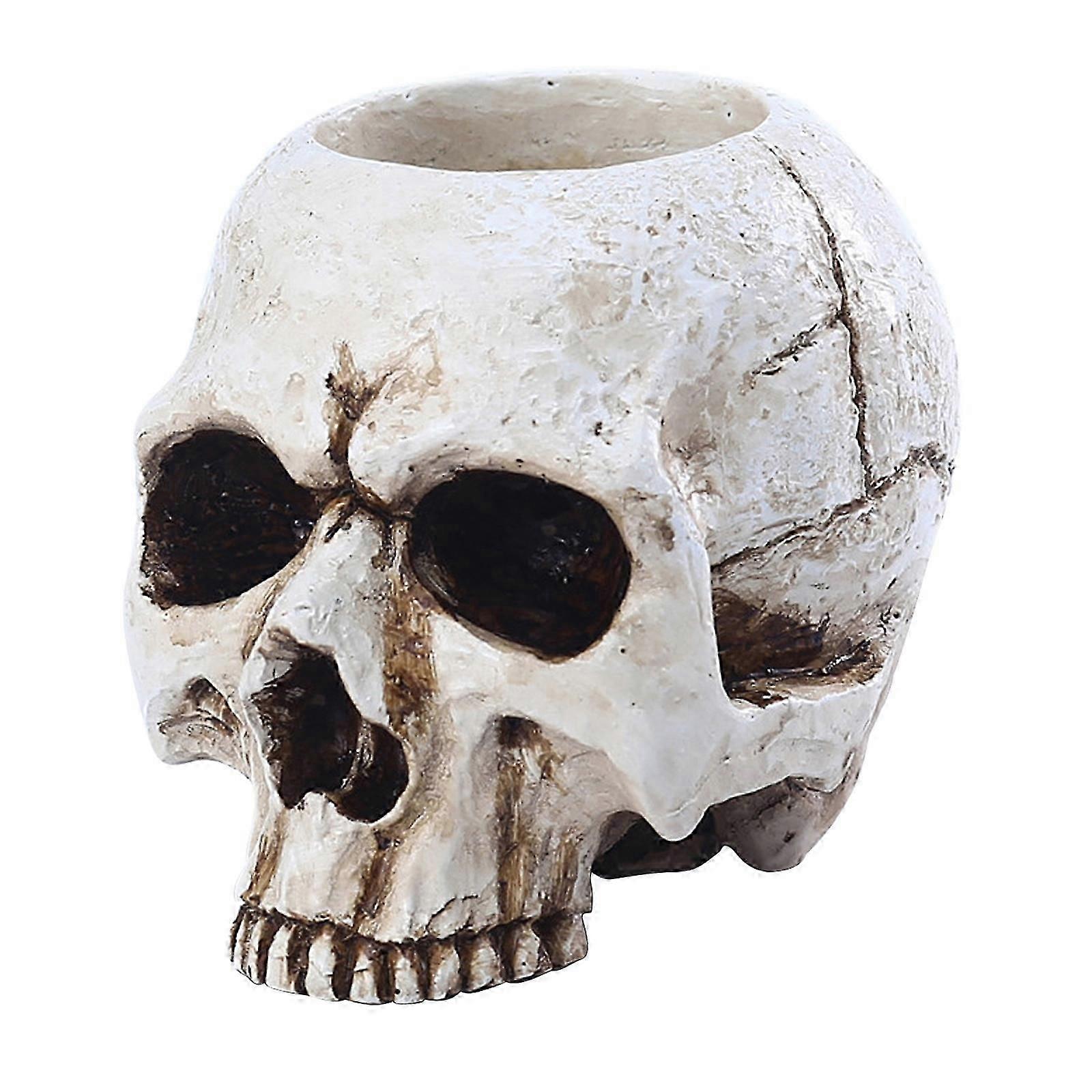 Skull Head Candle Holder Desk Topper Table Centerpiece