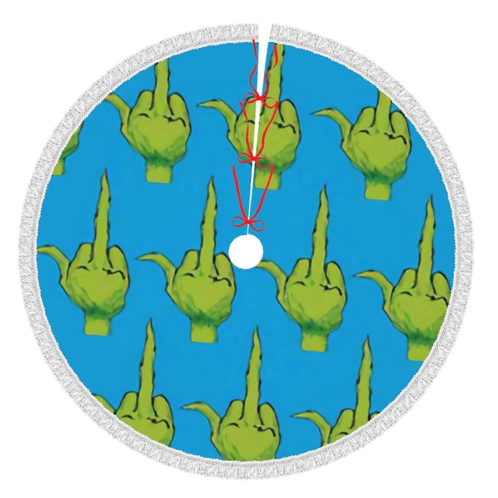 Grin-Ch juletreskjørt 48" tommer, vinterferietrematte, juletreskjørt for rustikk julepynt