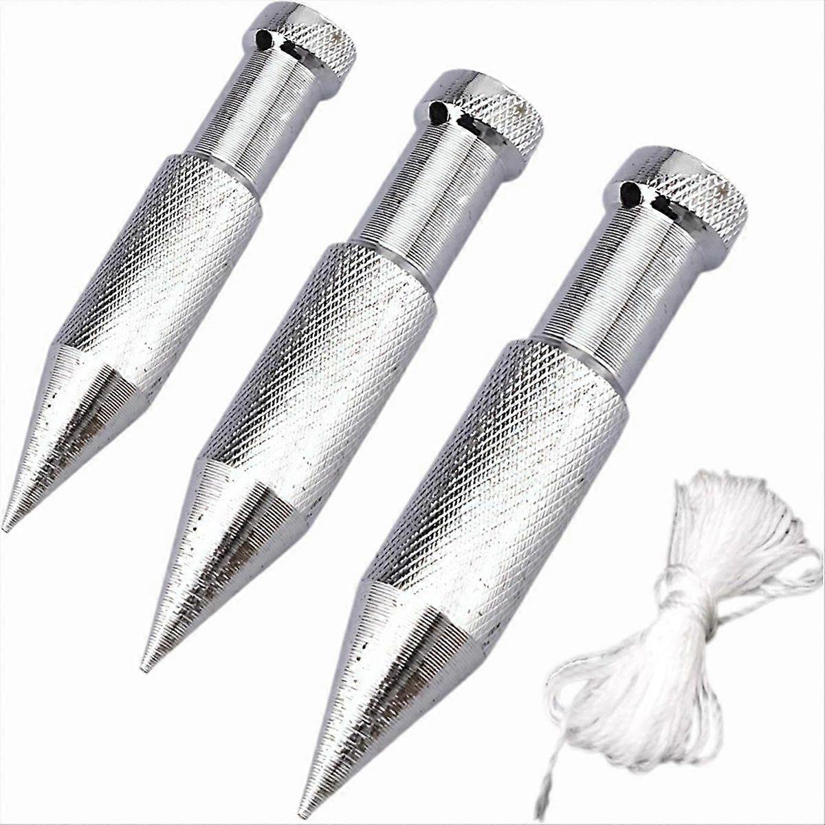 3PCS Plumb Bob with String, Steel Plumb Bob, High Vertical Building Measuring Tool,Lineman Tools