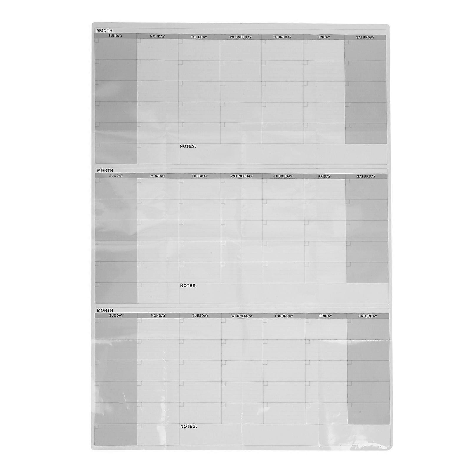 Dry Erase Wall Calendar: Undated Three Month Calendar - Erasable Reusable Blank Diy Planner With Double Sided Tape For Home Office School 62.88x45.98i