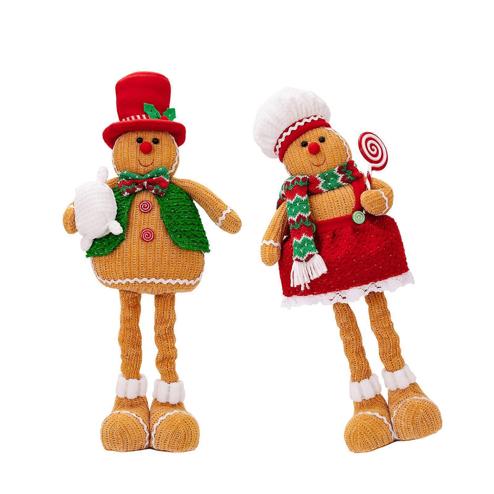 Seasonal Gingerbreads Man Gnomes Scalable Holiday Gingerbreads Man Gnomes Plush Doll Ornament for Table Display Multicolor