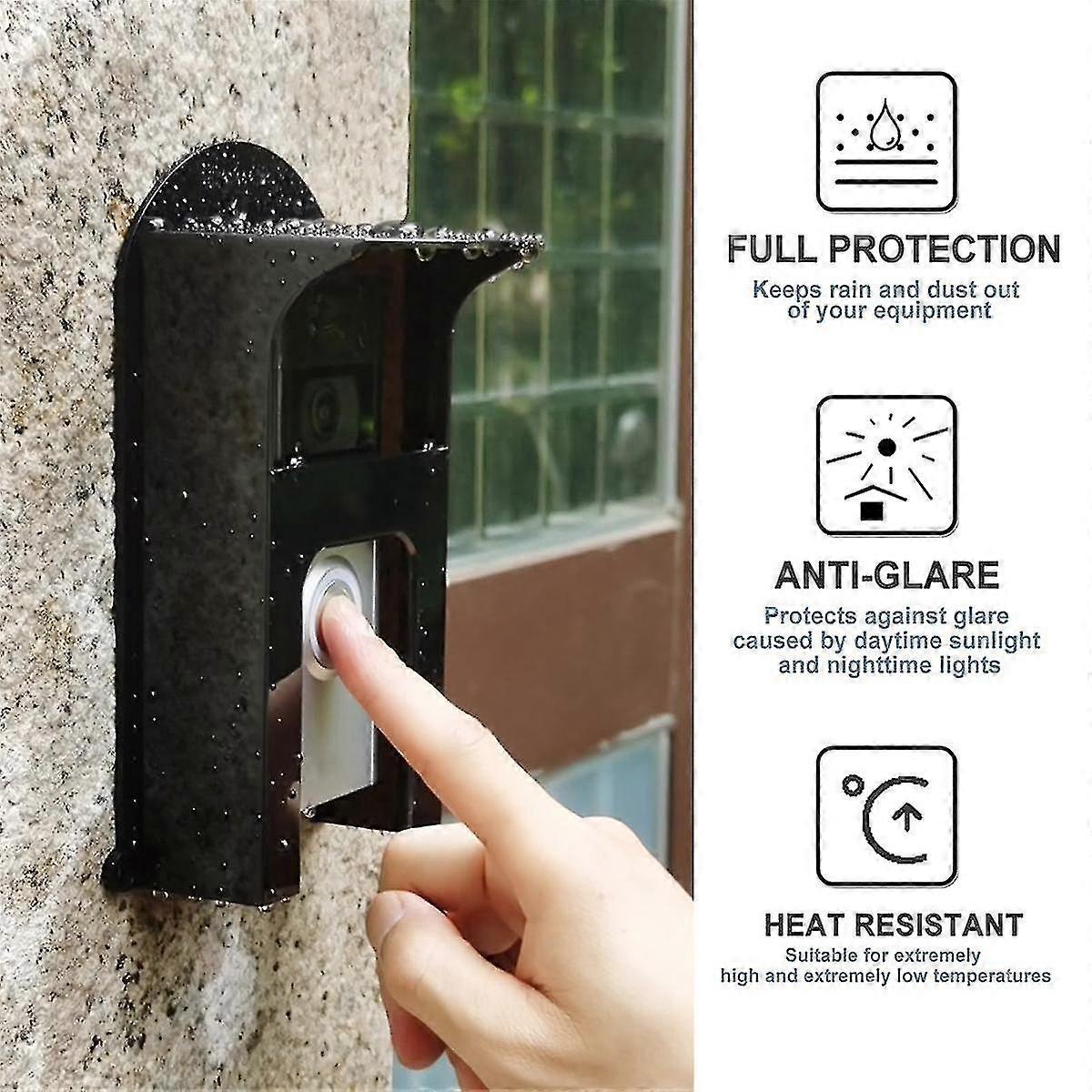 Black Rain Cover for Ring Doorbell Models - Waterproof Shield