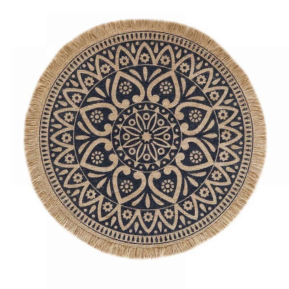 Round Placemats, Dining Winter Modern Dinner Braided Beige Boho Round Table and Fall Circle Placemats Boho Runner Kitchen Table Plate Mats, 1PC