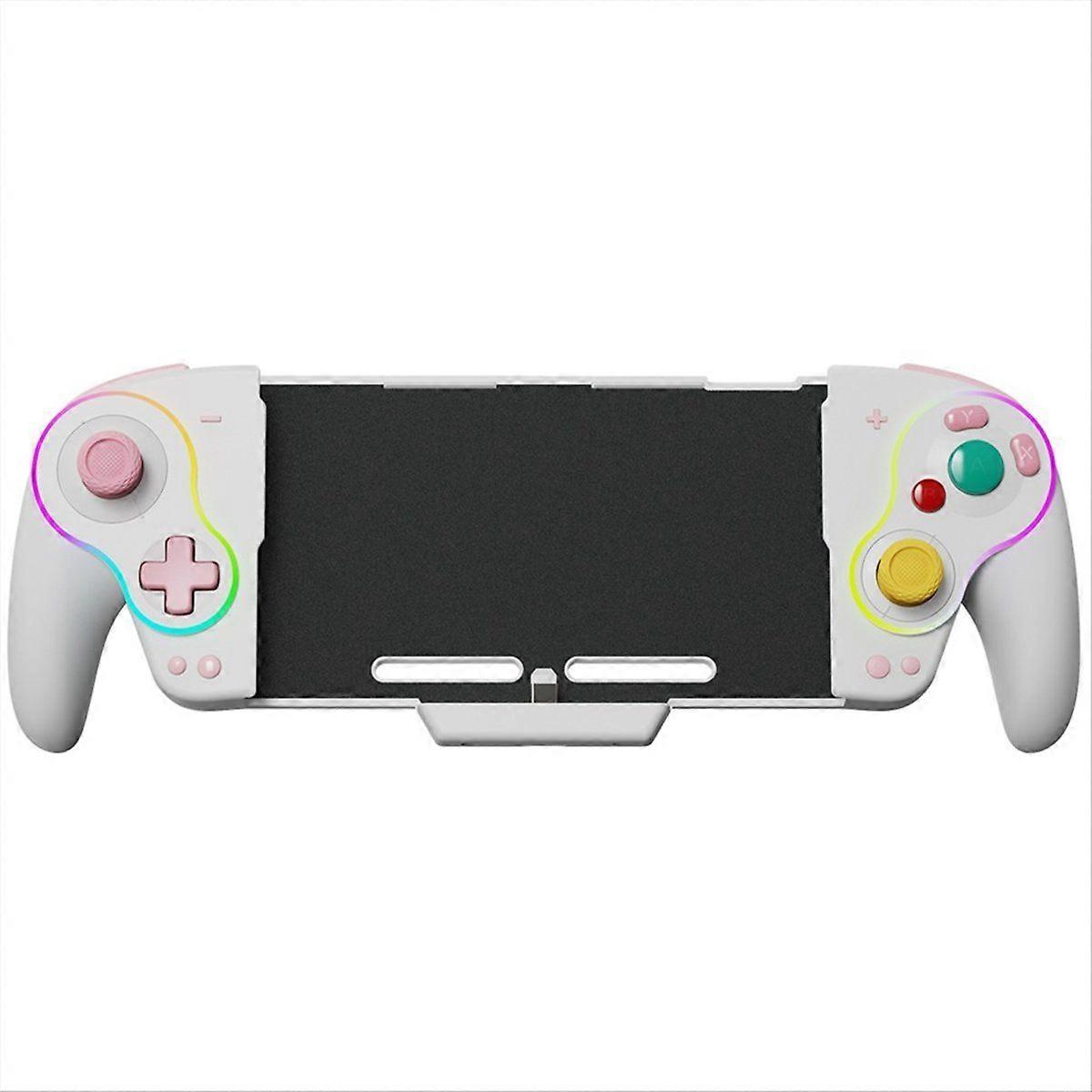 KS63 RGB Wireless Controller Gamepad for Switch & , Retro Turbo Gaming Pad with Back Button White