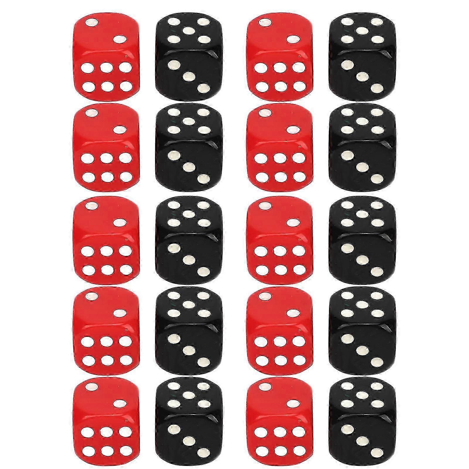 For 2024 20PCS 6 Sided Game Dice Set - Safe Waterproof Black Red Table Game Dice for Club, Bar, Party, Fun Gaming Accessory