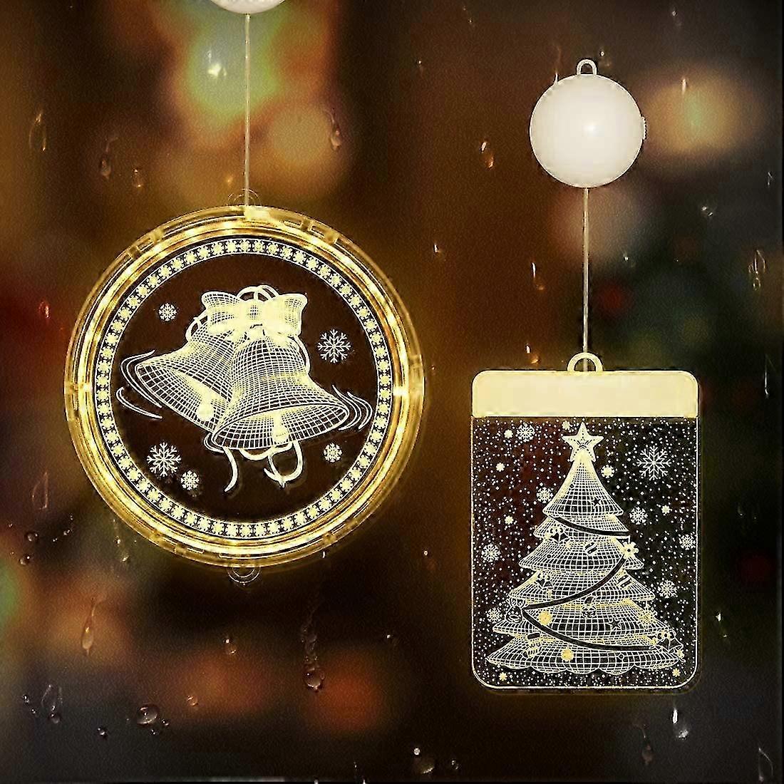 2個のクリスマスライト屋外クリスマスデコレーション、吊り下げ式3DクリスマスツリーLi%