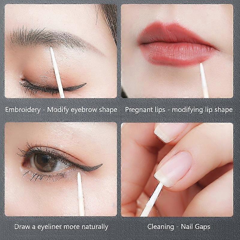 Double-Pointed Disposable Ultra-Small Cotton Swab Brush Lint Free Micro Wood Makeup Brushes Eyelash Extension Glue Removing Tool