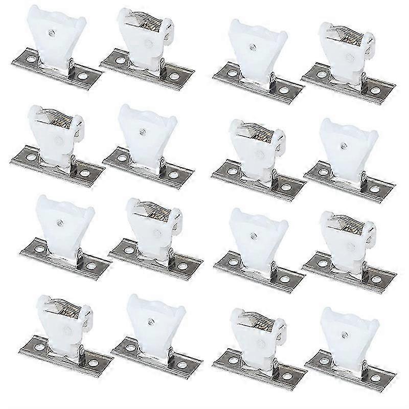 A 16Pcs set of Cord Lock Mechanisms, this is a 3 Line Swivel Type component made of White Plastic with a Stainless Steel Bracket for a Roman blind.